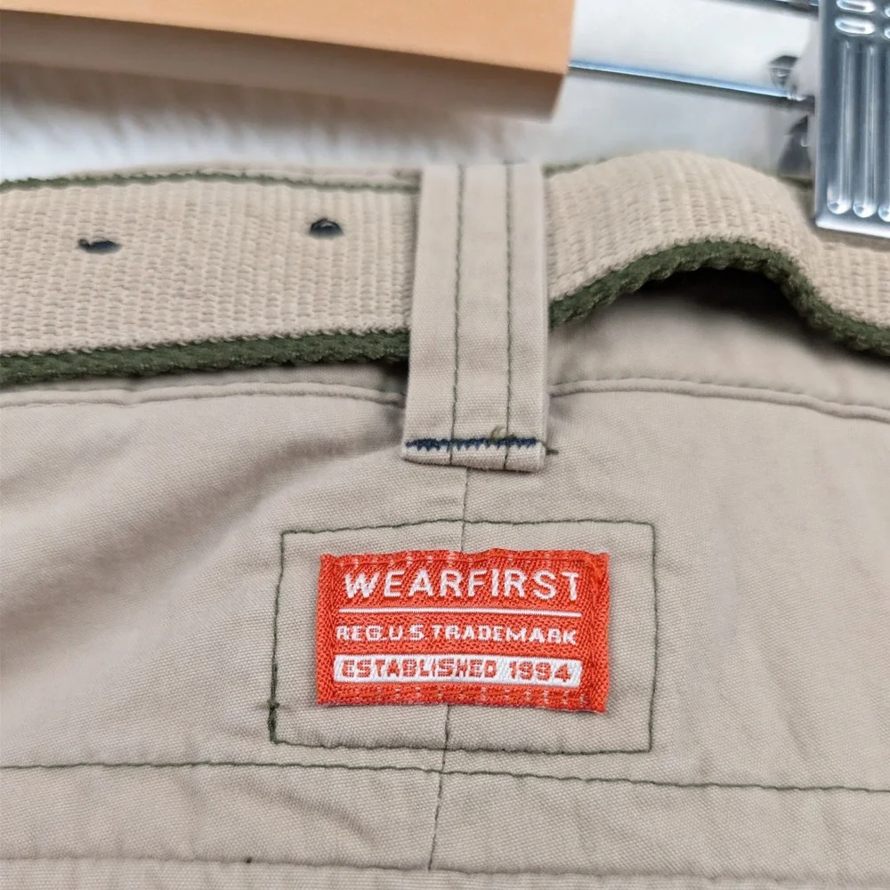 VTG Wearfirst Cargo Pants Mens 37x32 Tan Convertible Relaxed Fit Paratrooper Y2K